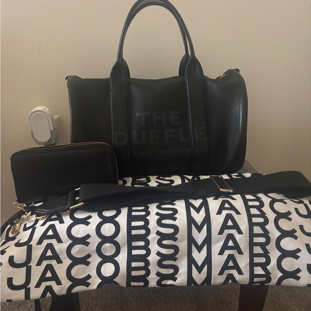 Marc Jacobs Black Leather Duffle Bag